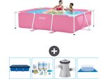 Piscina Intex Con Struttura Rettangolare - 220 X 150 X 60 Cm - Rosa - Include Copertura - Pacchetto Manutenzione - Pompa Filtro Per Piscina - Copertura Del Terreno