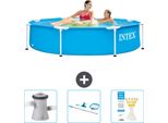 Piscina Intex Con Struttura Rotonda - 244 X 51 Cm - Blu - Include Pompa Filtro Per Piscina - Kit Di Pulizia - Strisce Reattive