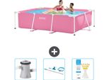 Piscina Intex Con Struttura Rettangolare - 220 X 150 X 60 Cm - Rosa - In Dotazione Pompa Filtro Per Piscina - Kit Di Pulizia - Strisce Reattive