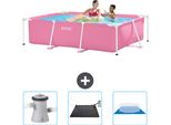 Piscina Intex Con Struttura Rettangolare - 220 X 150 X 60 Cm - Rosa - In Dotazione Pompa Filtro Per Piscina - Tappeto Solare - Telone Per Pavimento