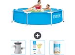 Piscina Intex Con Struttura Rotonda - 244 X 51 Cm - Blu - In Dotazione Pompa Filtro Per Piscina - Strisce Reattive - Cloro