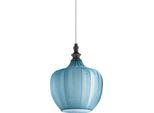 Cleofe - Lampada A Sospensione In Vetro Cobalto Trasparente E Nero - Attacco 1XE27, Stile Vintage, IP20, 1XE27 Max 1X60W, D.24Cm, Lampadine Escluse