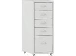 In And Outdoormatch Armadio Da Ufficio Kasey - Cassettiera - Su Rotelle - 69X28X41 Cm - Bianco - Acciaio - Design Elegante