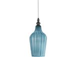 Cleofe - Lampada A Sospensione In Vetro Cobalto Trasparente E Nero - Attacco 1XE27, Stile Vintage, IP20, 1XE27 Max 1X60W, D.18Cm, Lampadine Escluse
