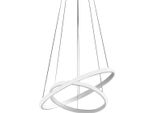 Lampadario Led Iole S2 40W Dimmerabile - Sospensione Moderna Bianca A Doppio Anello, Luce Calda 3000K, 2000Lm, Design Elegante