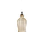 Cleofe - Lampada A Sospensione In Vetro Ocra Trasparente E Cromo - Attacco 1XE27, Stile Vintage, IP20, 1XE27 Max 1X60W, D.18Cm, Lampadine Escluse