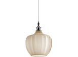 Cleofe - Lampada A Sospensione In Vetro Ocra Trasparente E Cromo - Attacco 1XE27, Stile Vintage, IP20, 1XE27 Max 1X60W, D.24Cm, Lampadine Escluse