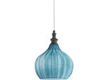 Cleofe - Lampada A Sospensione In Vetro Cobalto Trasparente E Nero - Attacco 1XE27, Stile Vintage, IP20, 1XE27 Max 1X60W, D.23Cm, Lampadine Escluse