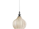Cleofe - Lampada A Sospensione In Vetro Ocra Trasparente E Cromo - Attacco 1XE27, Stile Vintage, IP20, 1XE27 Max 1X60W, D.23Cm, Lampadine Escluse