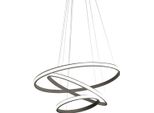 Lampadario Led Iole S3 60W Dimmerabile - Sospensione Moderna A 3 Anelli In Alluminio Titanio, Luce Calda 3000K, 3000Lm, Design Elegante