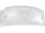Applique Nereide 35X14Cm In Vetro Satinato Serigrafato Bianco 2XE14, Lampada Da Parete Moderna Con Base Cromata, IP20, Max 2X28W