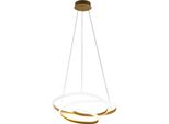 Diva - Lampada A Sospensione Led 47W Dimmerabile - Design Moderno In Alluminio Oro Spazzolato, Luce Calda 3000K, Anelli Intrecciati D.65Cm
