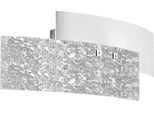 Applique Parete Lara 2 Luci E14 Vetro Bianco Con Foglia Argento - Lampada Da Muro Con Stile Elegante 46X18Cm, IP20, Max 2X42W, Lampadina Esclusa