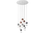 Sfera - Lampada A Sospensione 10 Luci Con Sfere In Cemento E Vetro Opale - 10XG9 Max 10X7W, Design Moderno, IP20, Lampadine Escluse
