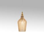 Cleofe - Lampada A Sospensione In Vetro Ambra Trasparente E Ottone - Attacco 1XE27, Stile Vintage, IP20, 1XE27 Max 1X60W, D.18Cm, Lampadine Escluse