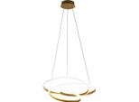 Diva - Lampada A Sospensione Led 80W Dimmerabile - Design Moderno In Alluminio Oro Spazzolato, Luce Calda 3000K, Anelli Intrecciati D.85Cm