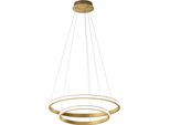 Lampadario Led Iole S2 40W Dimmerabile - Sospensione Moderna Oro Spazzolato A Doppio Anello, Luce Calda 3000K, 2000Lm, Design Elegante