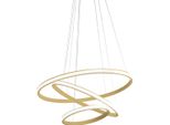 Lampadario Led Iole S3 60W Dimmerabile - Sospensione Moderna A 3 Anelli In Alluminio Oro Spazzolato, Luce Calda 3000K, 3000Lm, Design Elegante