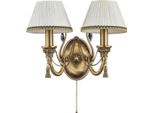 Casa Padrino Lampada Da Parete Doppia In Cristallo Barocco Ottone Con Patina / Bianco 38 Cm