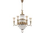 Casa Padrino Lampadario Barocco Ottone Con Patina / Oro Ø 75 X H. 138 Cm