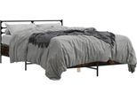 Vidaxl Struttura Letto In Rovere Affumicato 135X190 Cm Materiale A Base Di Legno E Metallo
