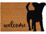 Home Elements Tappetino In Fibra Di Cocco, Welcome Dog, 40X60 Cm