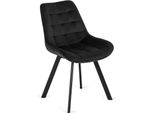 Sedia Da Pranzo Imbottita "Rock"", In Nero Con Gambe Nere, 53 X 59 X 87 Cm"