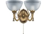 Casa Padrino Lampada Da Parete Doppia In Cristallo Barocco Ottone Con Patina / Bianco 41 Cm