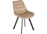 Comoda Sedia Imbottita Per Sala Da Pranzo, Cucina O Soggiorno "Rock"", 52 X 87 Cm, Nel Colore Beige Con Gambe Nere."