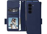 Avizar, Custodia In Ecopelle Per Samsung Galaxy Z Fold6 Con Cinturino Da Polso, Blu Scuro