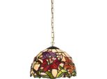Casa Padrino Lampada A Sospensione Tiffany Multicolore Ø 23 X H. 75 Cm - Lampada A Sospensione Tiffany Art Deco - Lampada A Sospensione Per Soggiorno - Lampada A Sospensione Decorativa - Luci Tiffany - Luci Art Deco