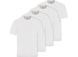 T-Shirt Hajo Da Uomo, 4 Pezzi - Basic, Manica Corta, Girocollo, Cotone, Bianco Tinta Unita 5XL