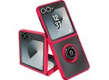 Avizar, Custodia Protettiva Per Samsung Galaxy Z Flip6 Supporto Video Ad Anello In Metallo, Rosso