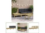 The Living Store Divano Da Giardino Con Cuscini E Poggiapiedi In Legno Di Pino Impregnato