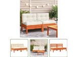 The Living Store Divano Da Giardino Senza Braccioli Con Cuscini 2 Pezzi. Pino Marrone Cera