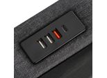 Letto Imbottito Sweiko Funzione Di Ricarica Usb Tipo C Illuminazione A Led E 2 Cassetti, Letti Per Ragazzi 90X200Cm Letto Singolo Contenitore Struttura Letto, Rete A Doghe In Legno, Grigio (Senza Materasso)