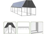 The Living Store Gabbia Per Polli Da Esterno 2X8X2 M Acciaio Zincato