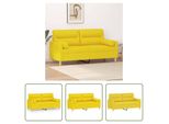 The Living Store Divano A 2 Posti Con Cuscini Decorativi Tessuto Giallo Chiaro 140 Cm