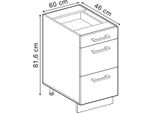 Vicco Mobiletto Base Per Cucina R-Line, 60 Cm Con Cassetti, Senza Piano Di Lavoro, Rovere Artigianale/Antracite
