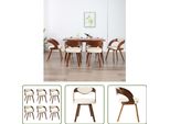 The Living Store Sedie Da Pranzo 6 Pz. Legno Curvo Crema E Similcuoio