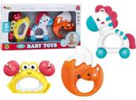 Set Di Giocattoli Per Bambini Sonagli Anelli Da Dentizione Zebra Granchio Volpe 3 Pezzi