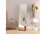 Cdglobal Specchio A Figura Intera Con Cornice In Metallo Dorato 140X40Cm, Specchio Da Parete Grande Hd Con Ganci Per Soggiorno O Spogliatoio, Dorato