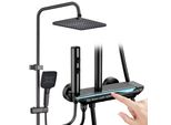 Sistema Doccia Homelody In Ottone 4 Modalità Di Erogazione Dell'acqua, Set Completo Di Rubinetteria Doccia， Set Doccia Display Digitale Della Temperatura Con Luce Atmosferica， Set Doccia Completo