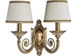 Casa Padrino Lampada Da Parete Doppia Barocca Ottone Con Patina / Bianco / Oro H. 34 Cm
