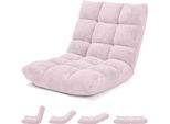 Sedia Da Terra Regolabile Costway, Sedia Da Terra Imbottita, Cuscino Da Terra Con Schienale, Sedia Da Meditazione Sedia Da Finestra Rosa Chiaro