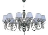 Casa Padrino Lampadario In Cristallo Barocco Argento / Nero / Bianco Ø 130 X H. 80 Cm