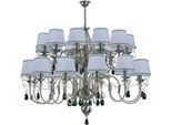 Casa Padrino Lampadario In Cristallo Barocco Argento / Nero / Bianco Ø 130 X H. 115 Cm