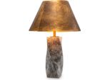 Casa Padrino Lampada Da Tavolo In Marmo Con Paralume In Metallo Grigio/Ottone Antico Ø 53 X H. 78 Cm