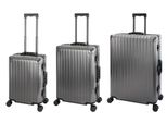 Travelhouse Tokyo Trolley Da Viaggio In Alluminio Set Di 3 (Grigio, Bagaglio A Mano, Valigia Media E Grande Set Xl)