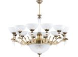 Casa Padrino Lampadario In Cristallo Barocco Ottone Con Patina / Bianco Ø 102 Cm